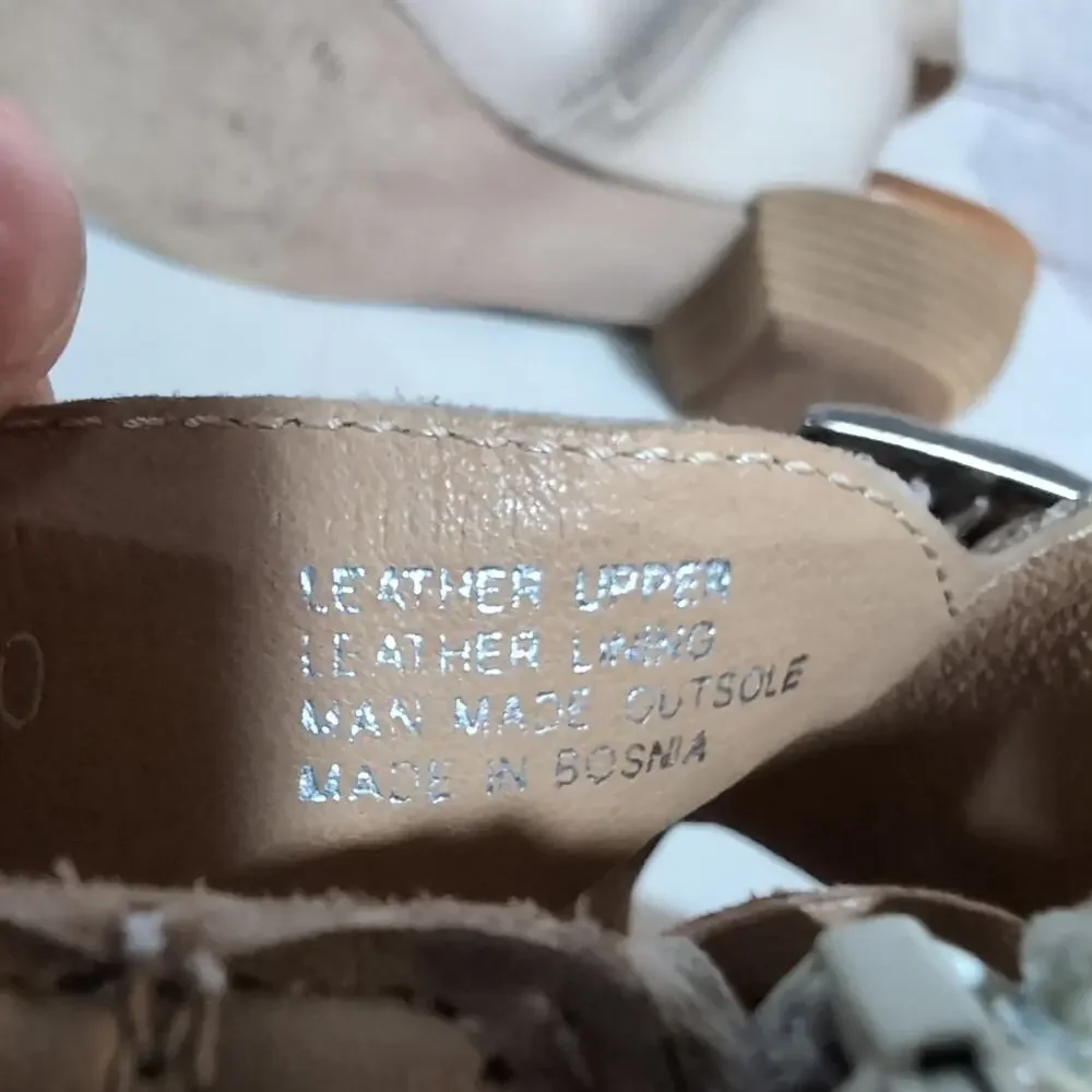 Miz Mooz Cassius Womens Linen Leather Zipper Heeled Sandals Shoes Al40 US 9-9.5 - Picture 11 of 11